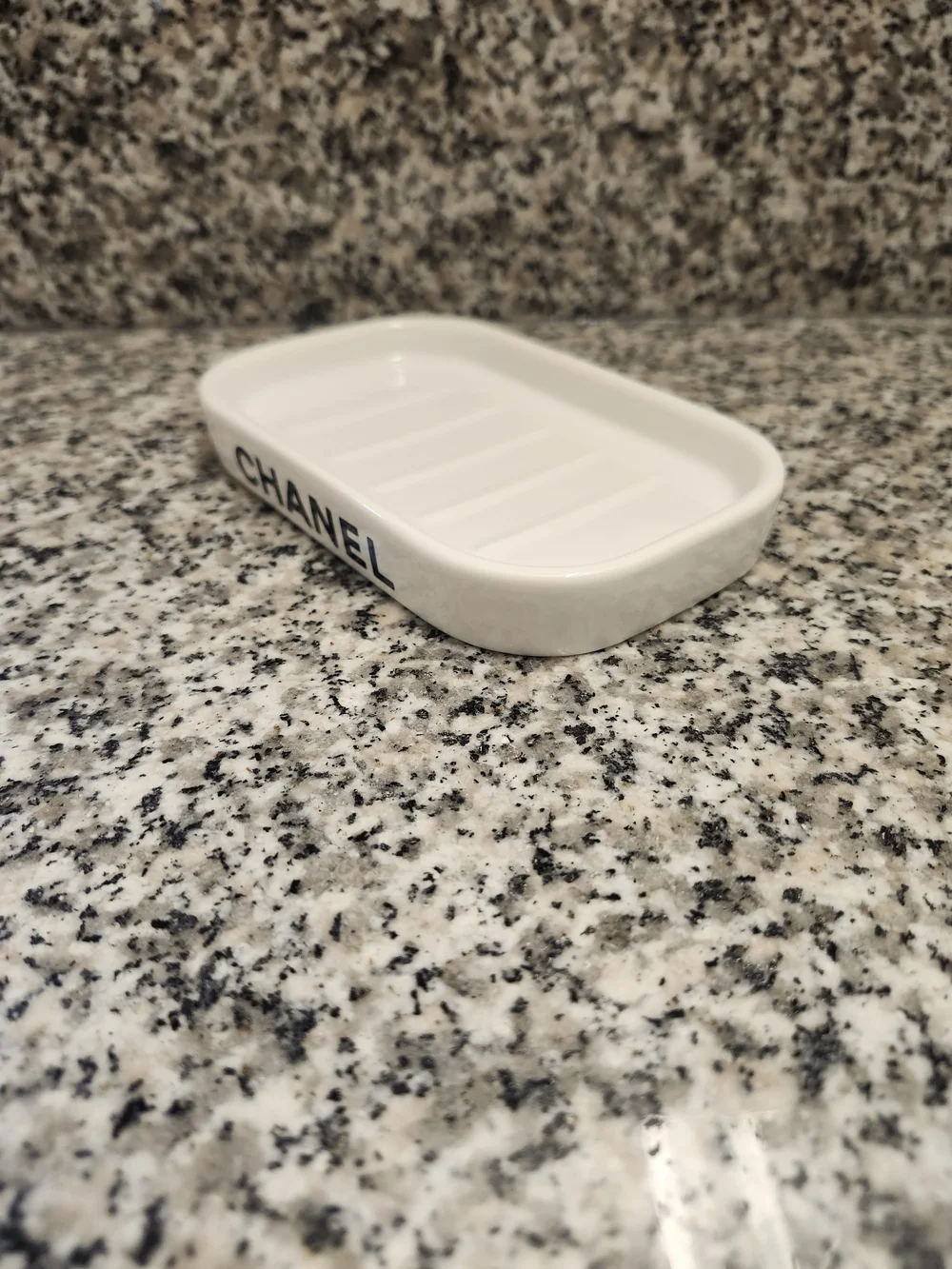 White Ceramic Soap Dish | Glossy Finish Vanity Piece - Picture 2 of 5